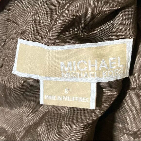 Michael Michael Kors Size 6 Brown Plaid Midi Dress - Picture 10 of 12